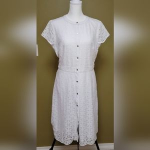 The Limited || Button Down || White Midi Dress